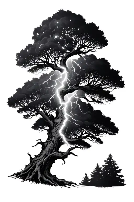 Tree With Lightning And Some Meaningful Quote