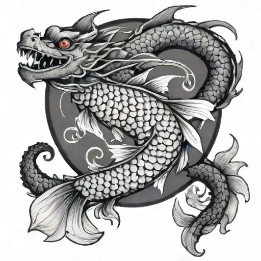 A Dragon Transforming Into Koi Carp