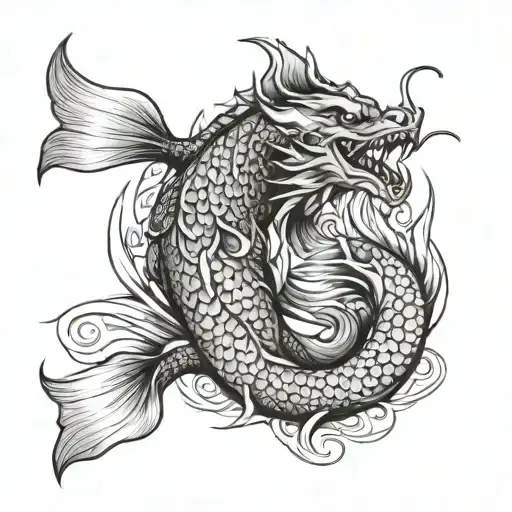 A Dragon Transforming Into Koi Carp