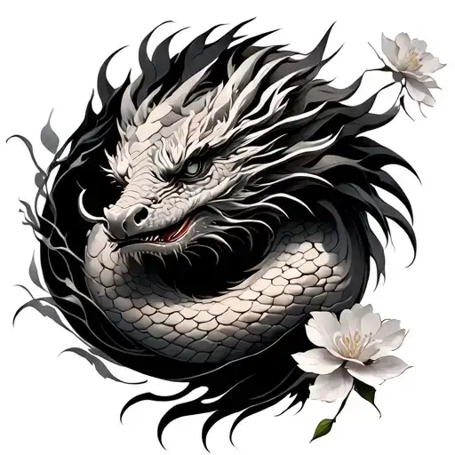 Cherry Blossom And Dragon