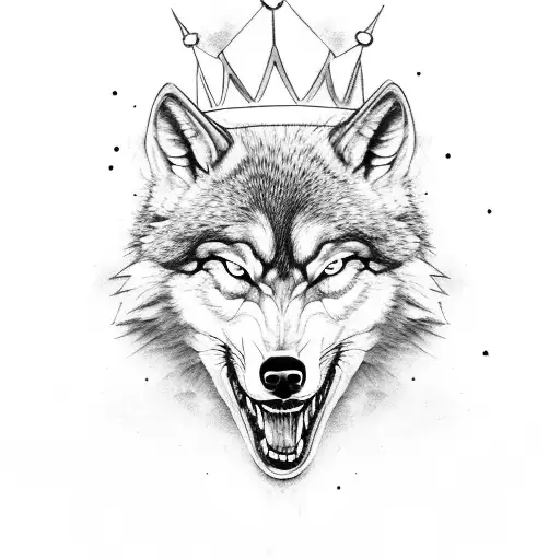 Angry Wolf Head With Crown