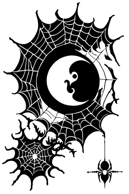 Spider Web With A Moon Cutout In The Middle