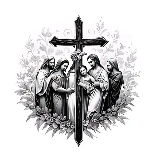 Cross With Family In Italian