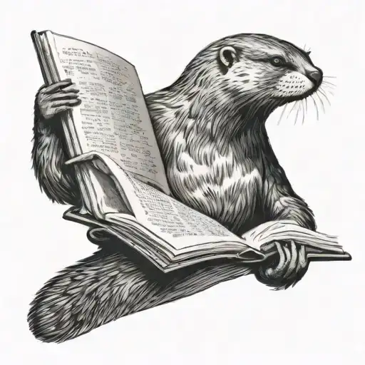 Otter With A Monical Reading A Book