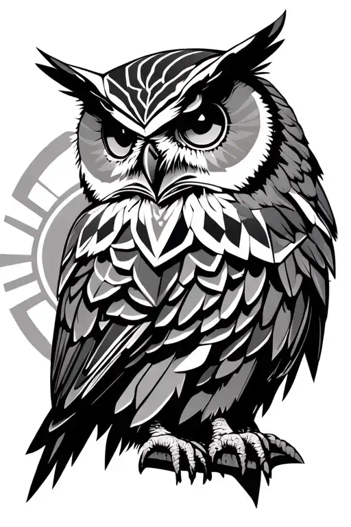 Geometric Owl And Valknut Symbol