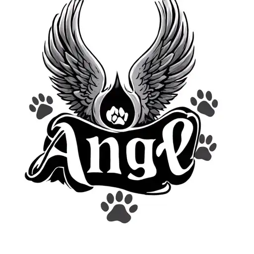 Using The Word 'Angel' Intertwined With Paw Prints