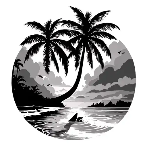 Palms Beach Scene With Palm