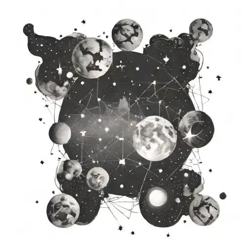 A Celestial Tattoo Featuring Constellations That Represent Each Of Your Friends