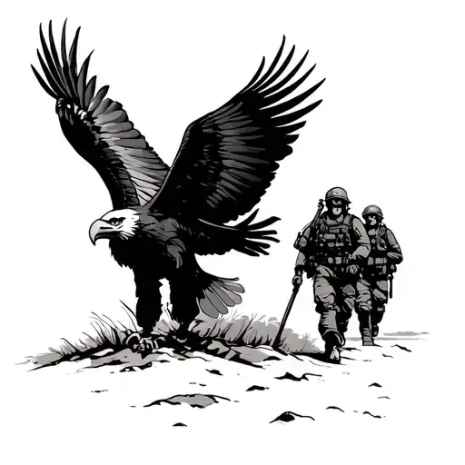 Eagle With Soldiers Walking