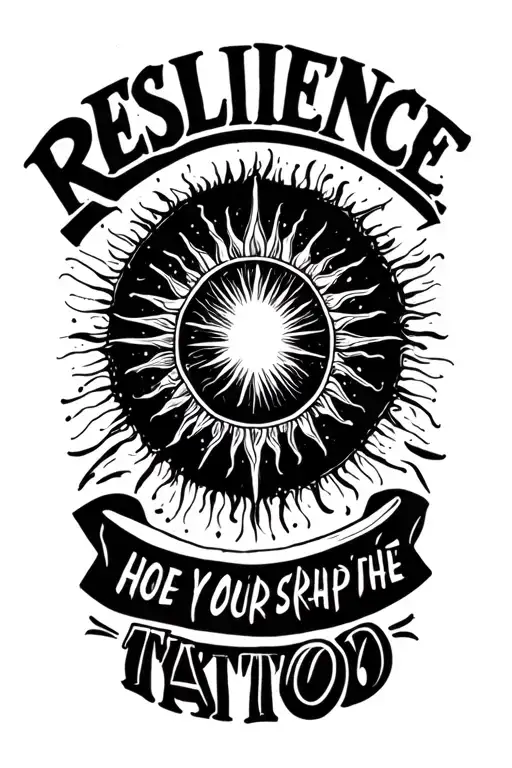 Resilience Down The Forearm With The Motivational Words Around It With A Sun In The Middle