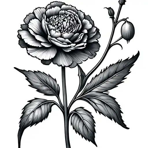 Fine Line Tattoo Of A Carnation And A Sweat Pea Flower