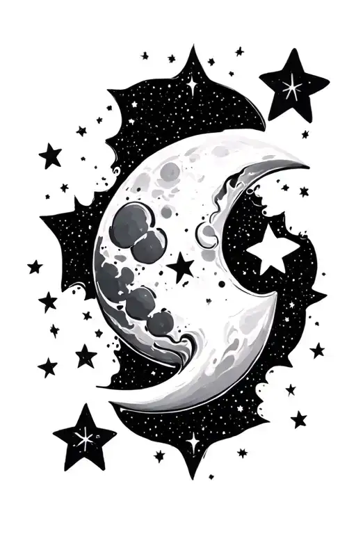 Moon Surrounded By Stars