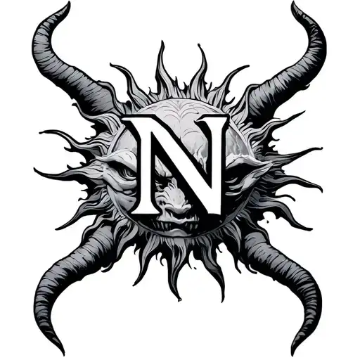Sun Like Demon Seals With Letter N Hidden