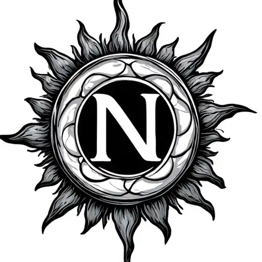 Sun Like Ancient Seal With Letter N Hidden