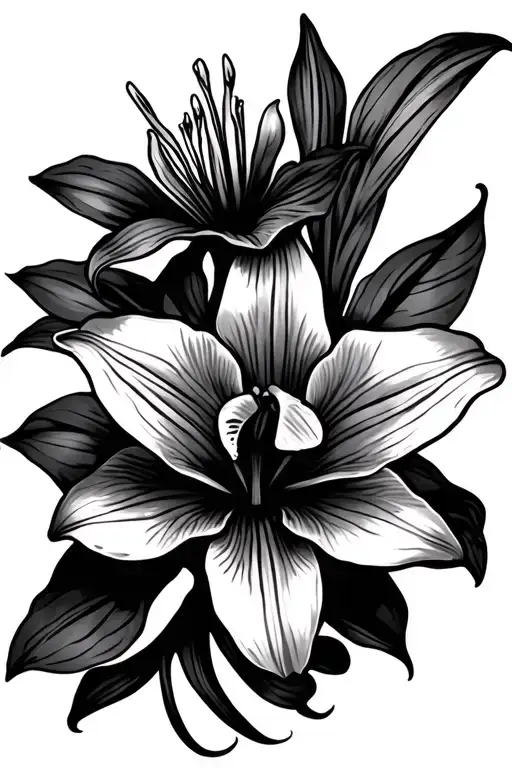 Feminine Thigh Tattoo Lily Or Orchid