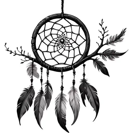 Tree Of Life Dreamcatcher With 6 Feathers Hanging