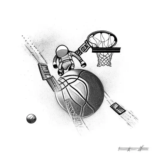 Astronaut Dunking Basketball