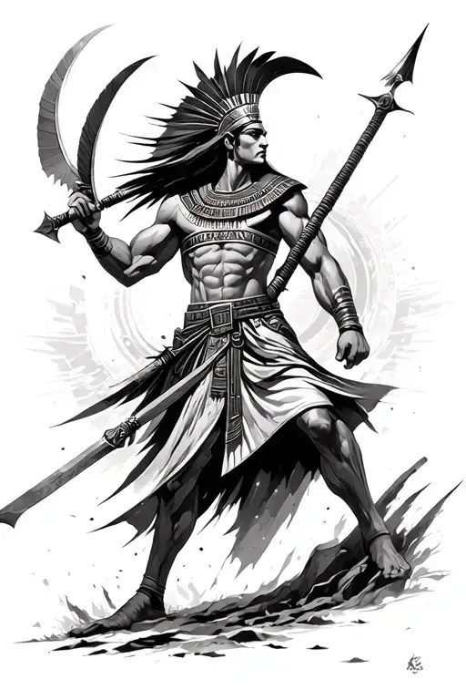 Egytian Like Design Warrior In Battle