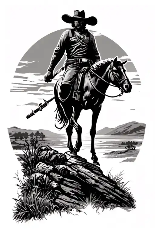 Shoulder Piece With The End Of The Trail Statue Silhouetted Against A Western Sunset