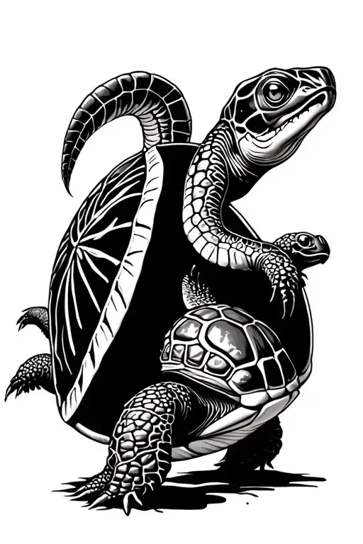 Turtle Worm Riding On A Turtle