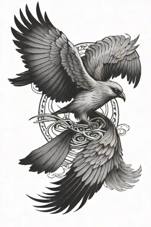 A Bird Flapping It's Wings Mixed With Wind That Looks Like And Infinity Symbol