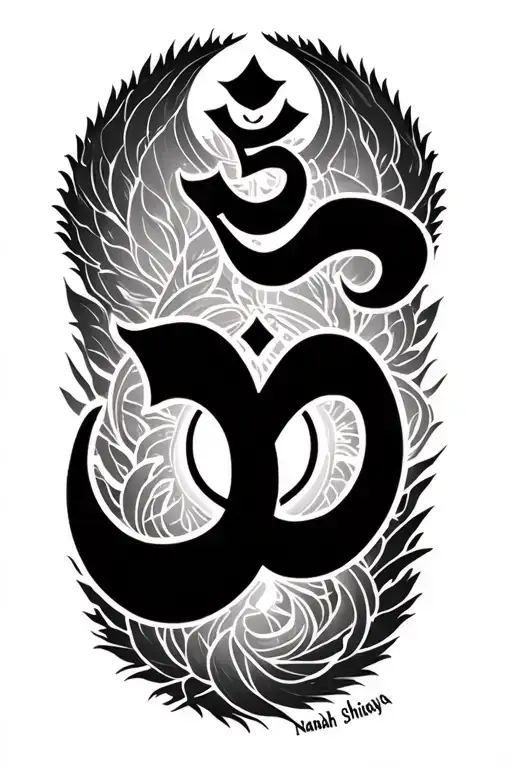 Trisul With Om And Writing Om Namah Shivaya Written