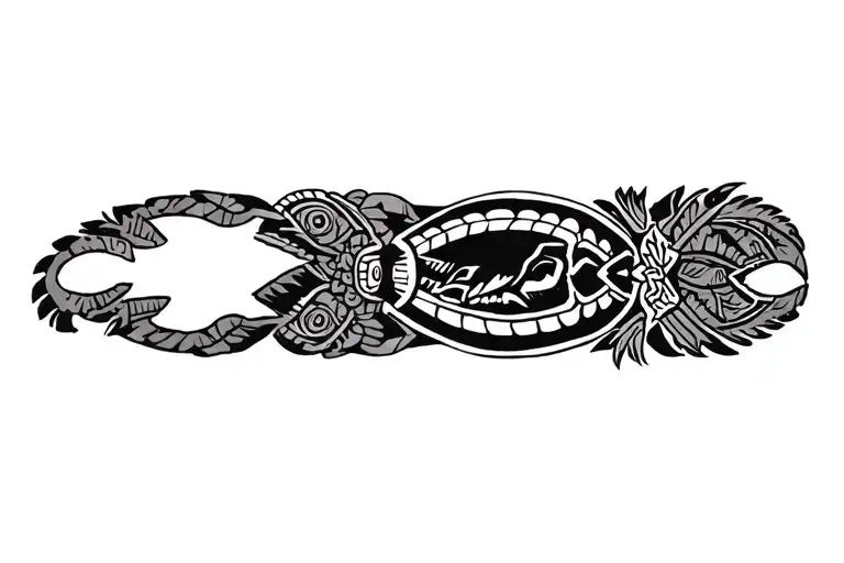 Polynesian Band Tattoo With Turtle Surrounded