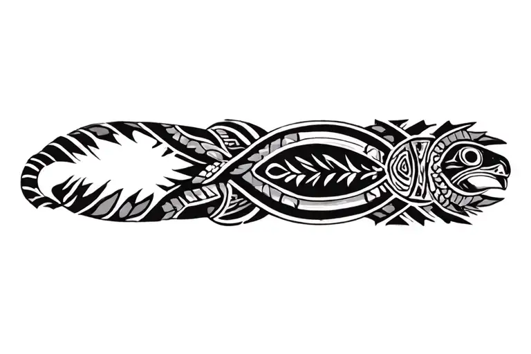 Polynesian Band Tattoo With Turtle
