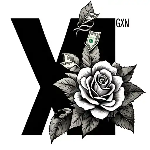 Lower Arm Tattoo Flowers Roses Money With The Name Gxxn Incorporated Into It