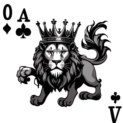 Lion Crown King And Ace Playing Card