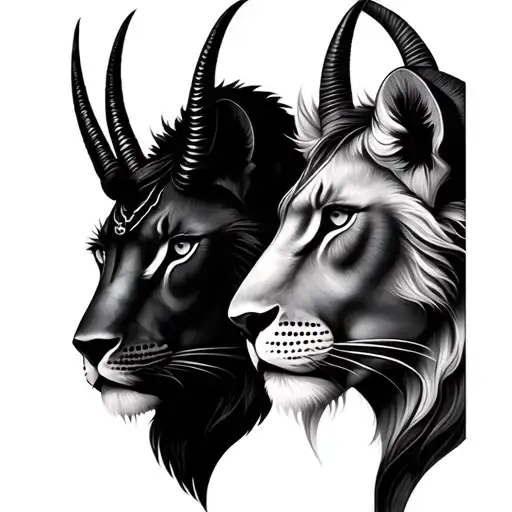 Leo Capricorn Zodiac Faces Side By Side