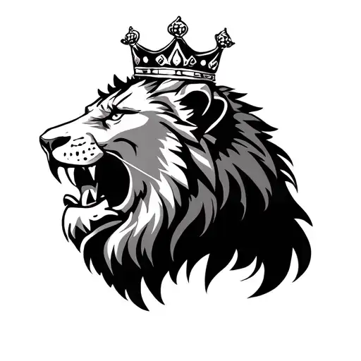 Lion With A Crown Showing Teeth
