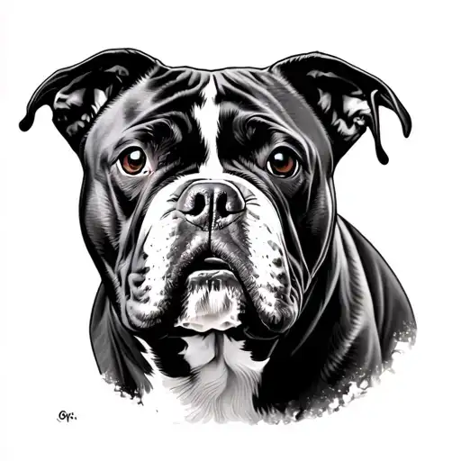 Ligne Portrait American Bully Dog