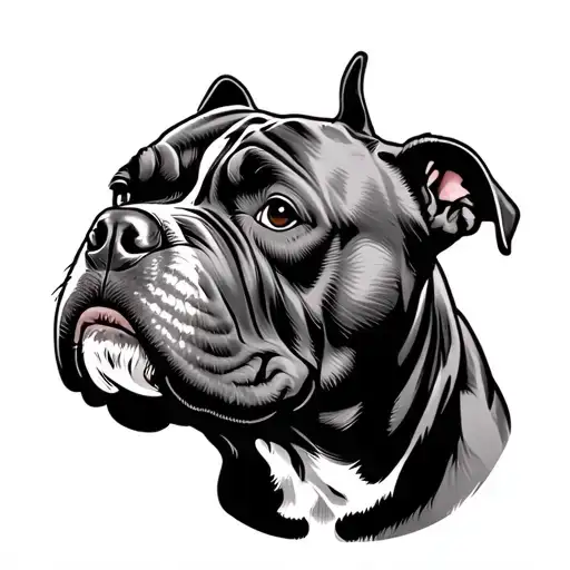 Line Portrait Head American Bully