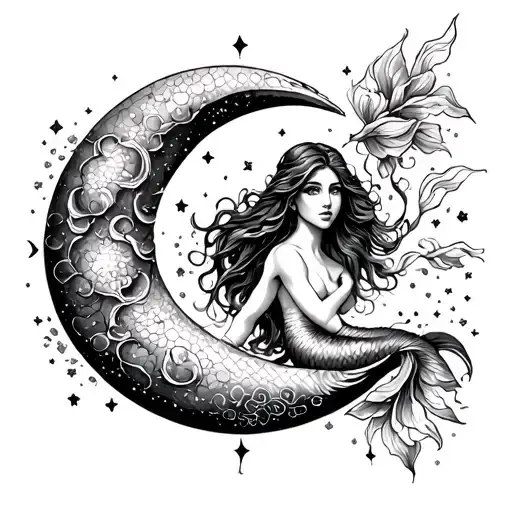 Mermaid On Crescent Moon