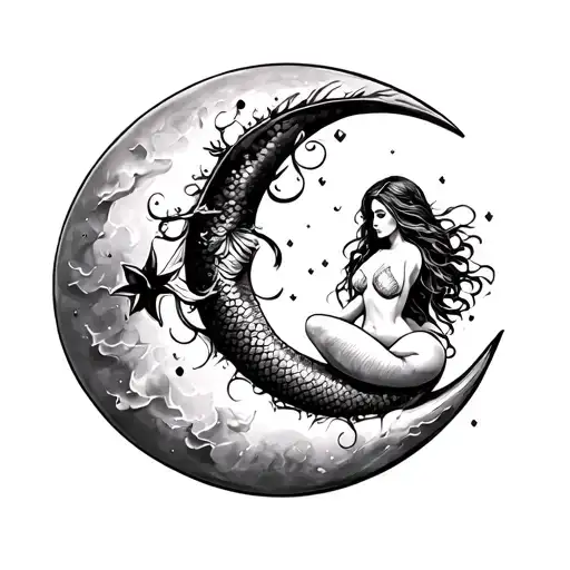 Mermaid On Crescent Moon Flash