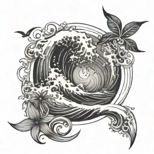 Nature And Ocean Wave Merging