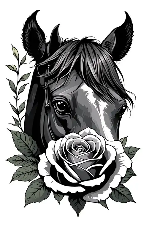 Eye And Horse And Rose