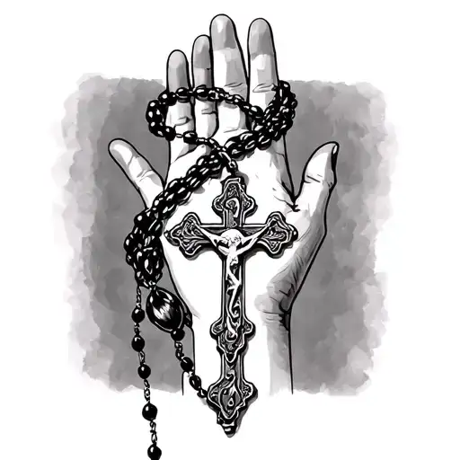 Rosary That Wraps Around My Wrist And The Cross Goes Into My Palm