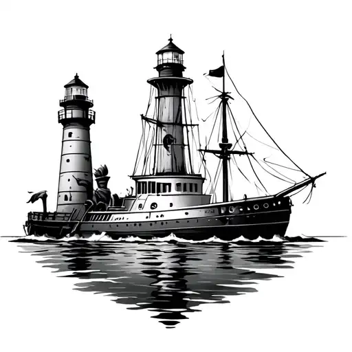 Steamboat And Lighthouse