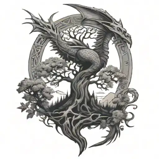 Mountain Dragon Lighthouse Celtic Tree Of Life