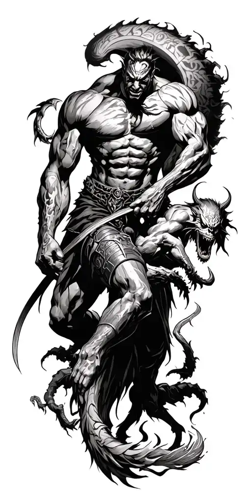 Very Strong Warrior Fighting Off Demons Crawling Up My Arm And Winning