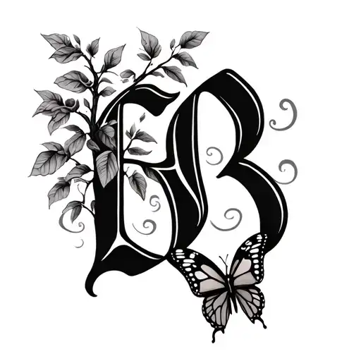 Breathe In Cursive Font But Replace The B With A Poison Tree And Put A Butterfly At The End