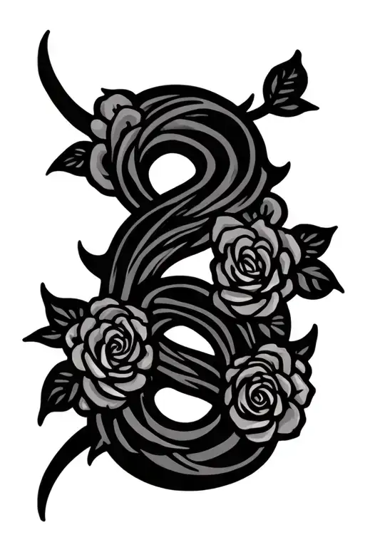 Anhk Symbol With Roses Intertwined