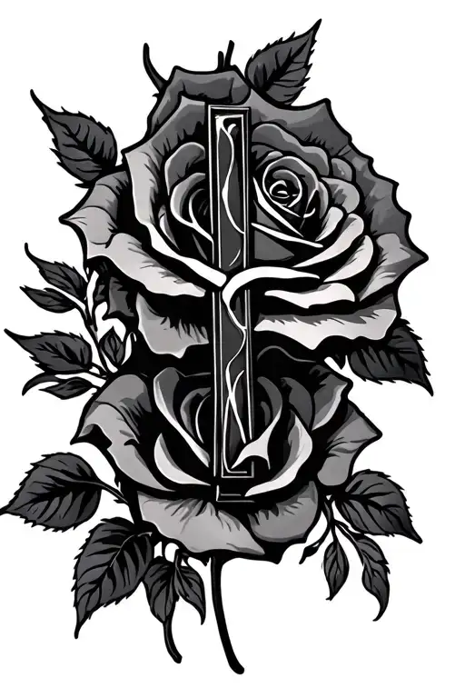 Cross And Rose Intertwined