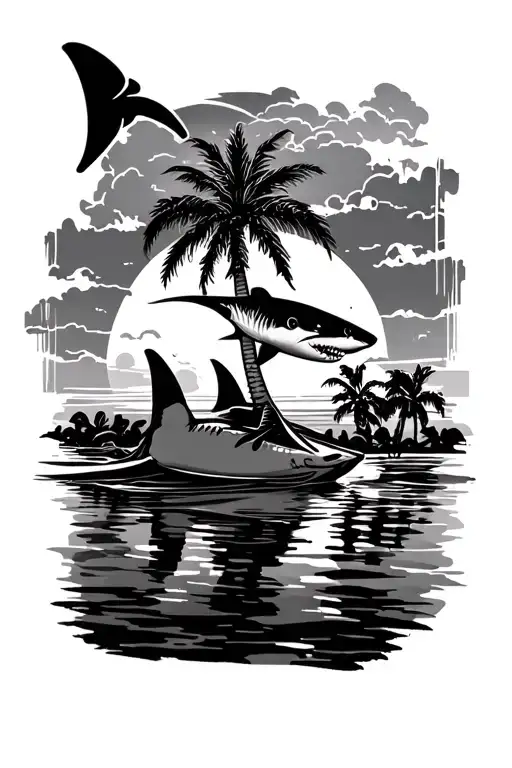 Sunrise Palm Tree Shark