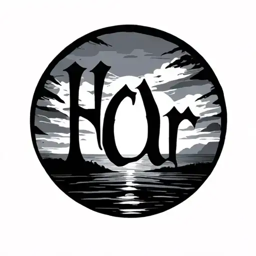 Sunset Silhouette With Letter