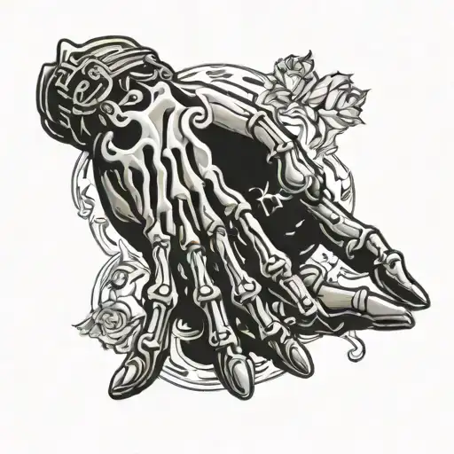 Redesign Davinci's Creation Of Adam With One Hand As A Skeleton And The Other As A Tactical Glove