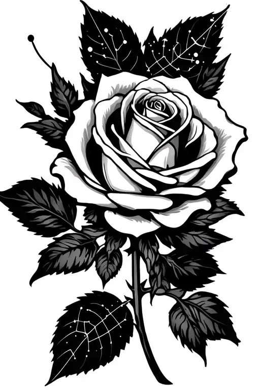 A Rose With A Sagittarius Constellation Surrounded