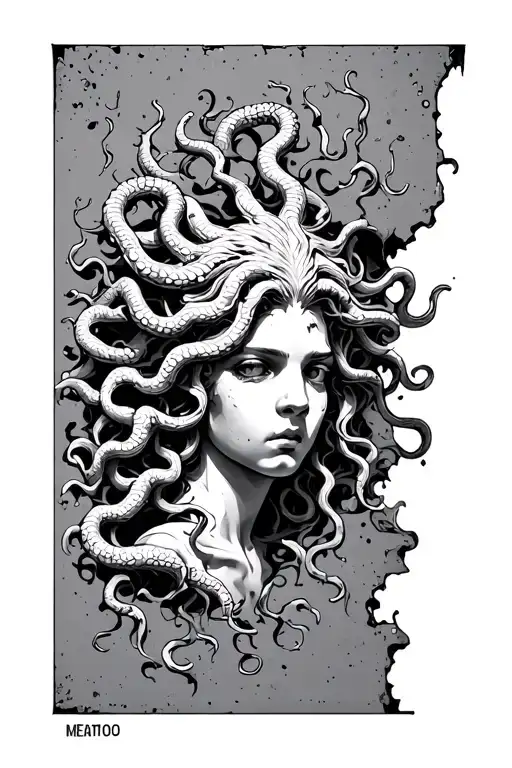 Medusa Coming Out Of Concrete Wall